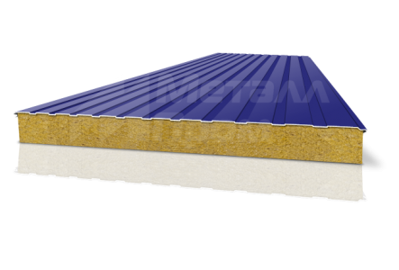Двухслойная сэндвич-панель синяя с минеральной ватой