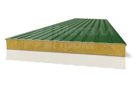 Двухслойная сэндвич-панель зеленая с минеральной ватой