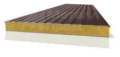 Двухслойная сэндвич-панель коричневая с минеральной ватой [ГОСТ 30247.1-94]