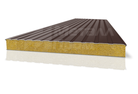 Двухслойная сэндвич-панель коричневая с минеральной ватой