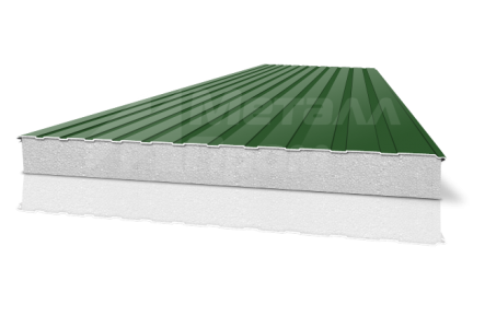 Двухслойная сэндвич-панель зеленая с пенополистиролом