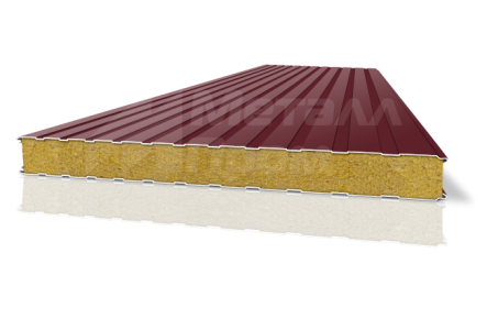 Сэндвич-панель трехслойная металлическая стеновая 100 мм с минеральной ватой