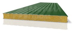 Сендвичная панель зеленая [ГОСТ 30247.1-94, 7 видов профиля, вес от 8,9 кг/м2]